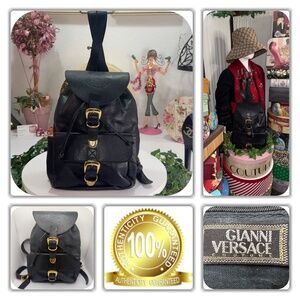 VERSACE BLACK LEATHER BACKPACK!